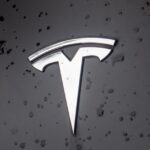 tesla, car, logo, water, nature, car wallpapers, drops, silver, hood, design